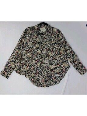 Anthropologie Maeve Matilda Dark Floral Blouse Tunic Top Button Shirt Size Small